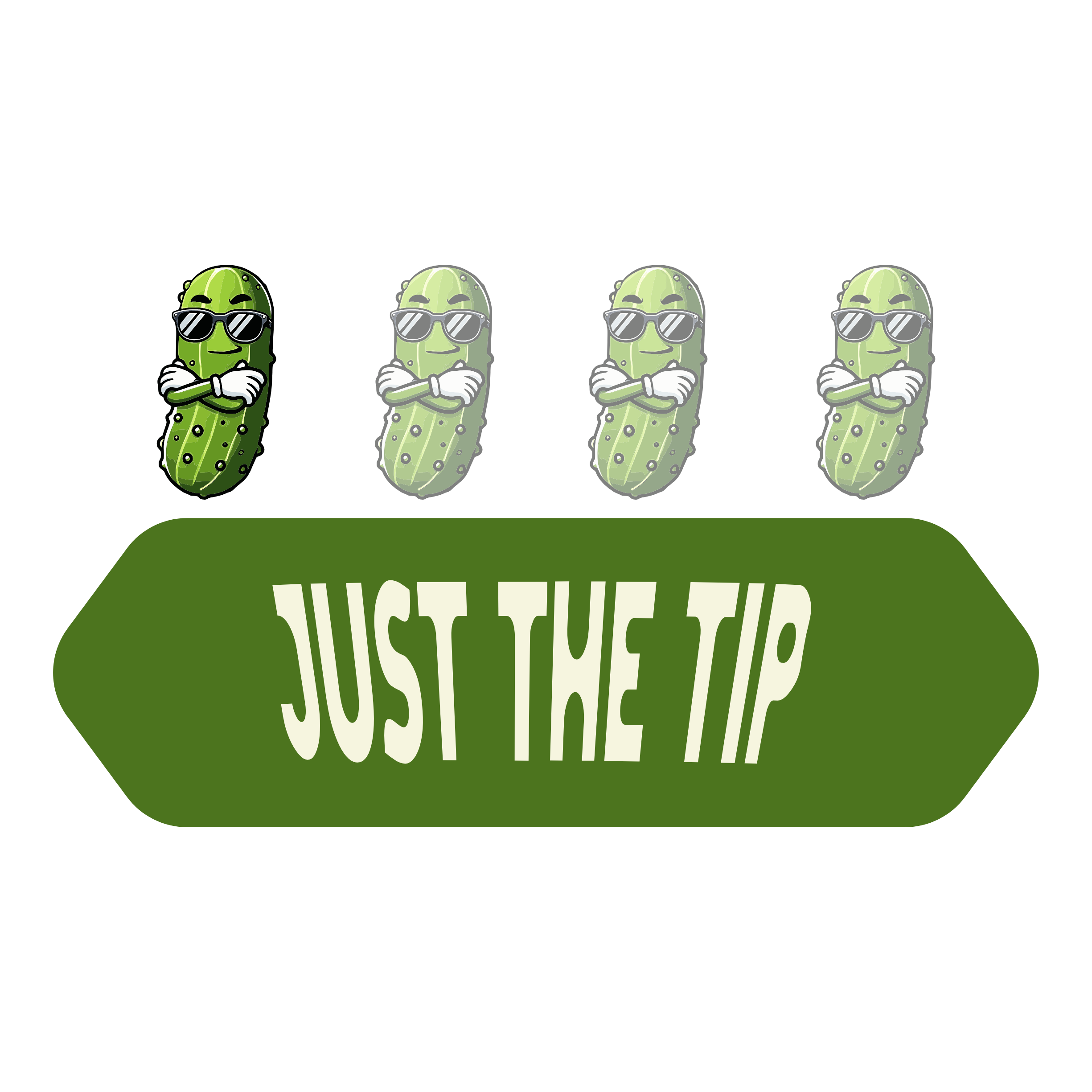 Green background with subtle contour lines and centered text saying 'just the tip' in lowercase black font