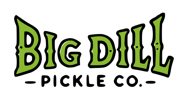 Big Dill Pickle Co. wordmark logo shown in green text with black outlines on a white background